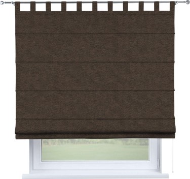 Римская штора «Кортин», твид блэкаут тёмно-коричневый, на петлях
