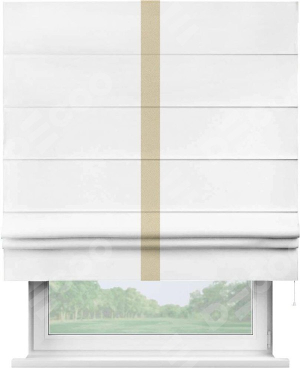 Римская штора «Кортин» с кантом Хайвэй, для проема, ткань однотонная белоснежная