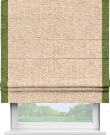 Римская штора «Кортин» для проёма, рогожка димаут персиковый, с кантом Стрим Дуо