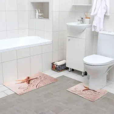 Набор ковриков для ванны и туалета Доляна «На пляже», 2 шт: 40×45, 45×75 см