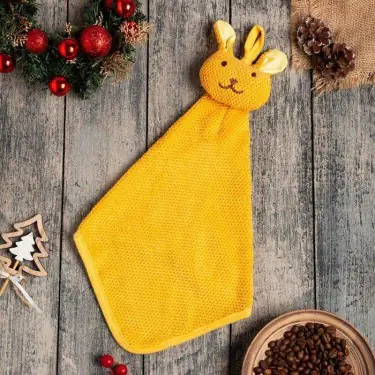 Полотенце кухонное Доляна "Заяц", цв. желтый 30*30 см 280гр/м2