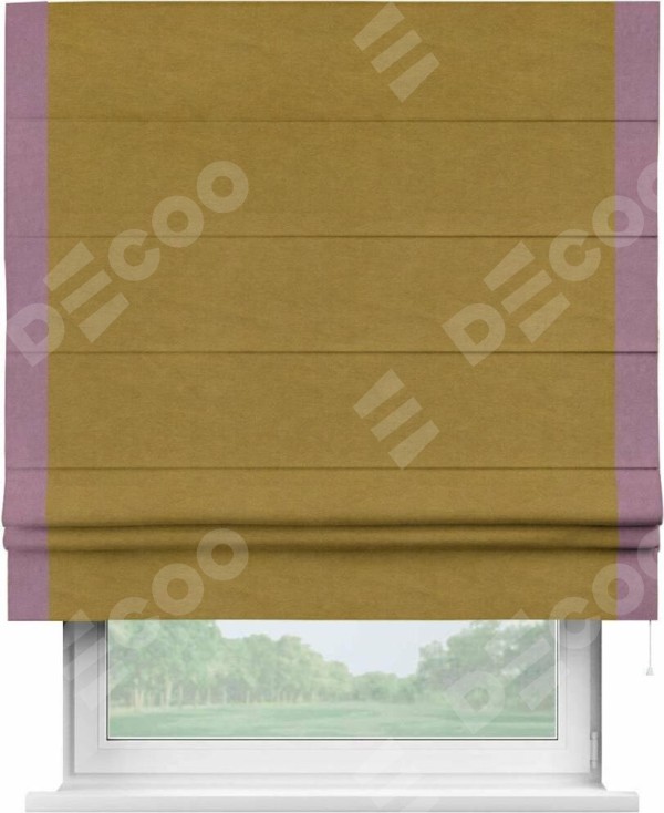 Римская штора «Кортин» с кантом Стрим Дуо, для проема, ткань вельвет светло-коричневый