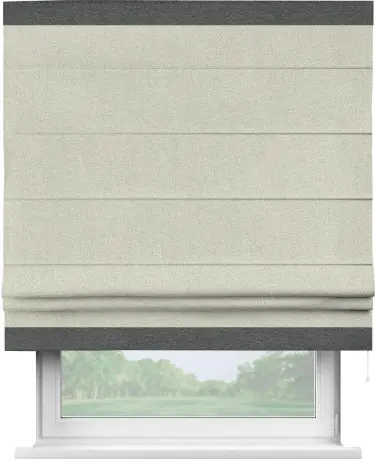 Римская штора «Кортин» с кантом Горизонт, для проема, ткань твид блэкаут, шампань