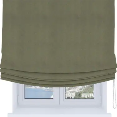 Римская штора Soft с мягкими складками, ткань блэкаут однотонный серо-коричневый