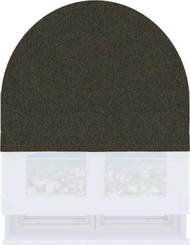 Римская штора «Кортин» день-ночь для арочного проёма, ткань твид блэкаут тёмно-коричневый