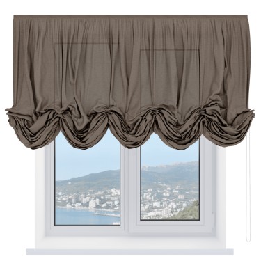 Австрийская штора «Кортин», ткань лён светло-коричневый