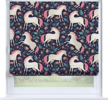 Римская штора «Кортин» на створку «Сказочные единороги»