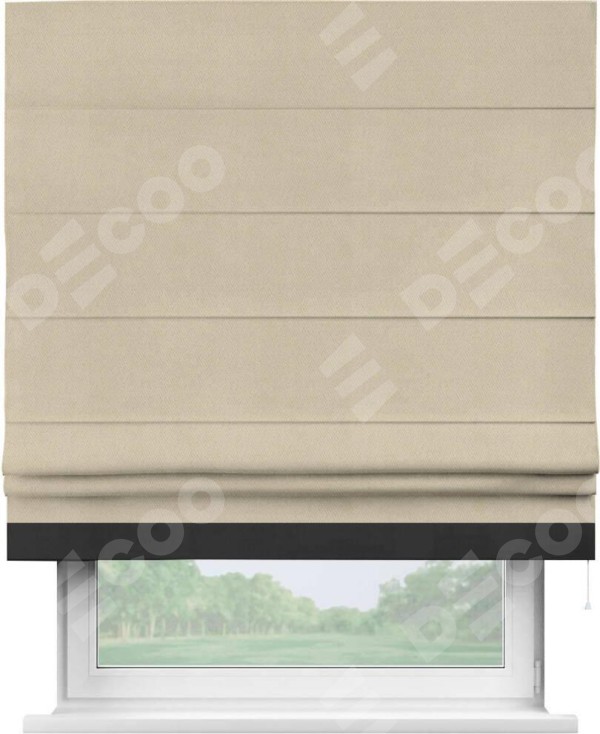 Римская штора «Кортин» с кантом Джестер, для проема, ткань блэкаут однотонный кофейно-бежевый