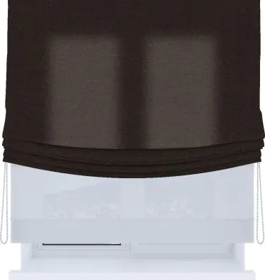 Римская штора «Кортин», лён тёмно-коричневый, день-ночь с мягкими складками