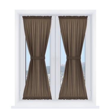 Штора песочные часы «Кортин» лён димаут тёмно-коричневый