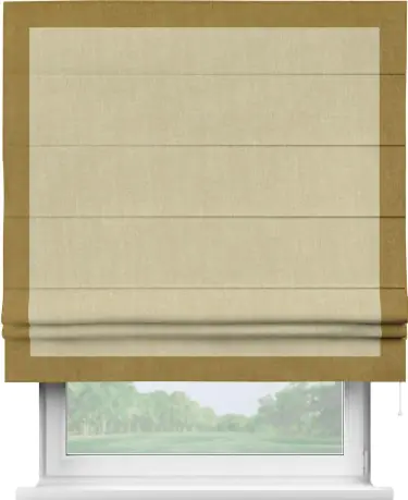 Римская штора «Кортин» для проема, канвас тёмно-бежевый, с кантом Чесс