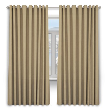 Шторы на люверсах ткань лён димаут, тёмно-бежевый