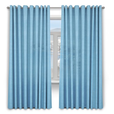 Комплект штор 2 шт, вельвет, цвет голубой, размер от 45 см