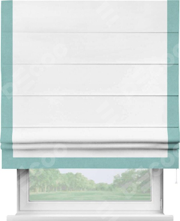 Римская штора «Кортин» с кантом Виктория, для проема, ткань вельвет белый