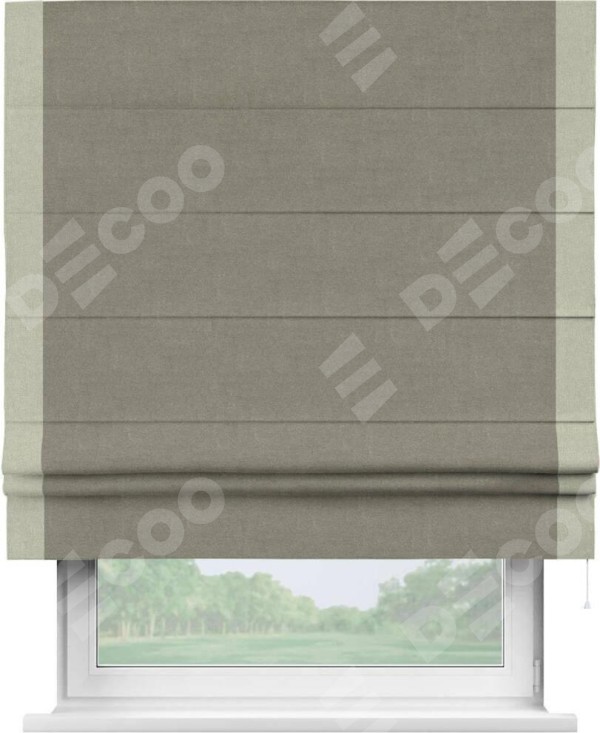 Римская штора «Кортин» с кантом Стрим Дуо, для проема, лён блэкаут шампань