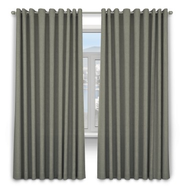 Шторы на люверсах ткань лён димаут, стальной