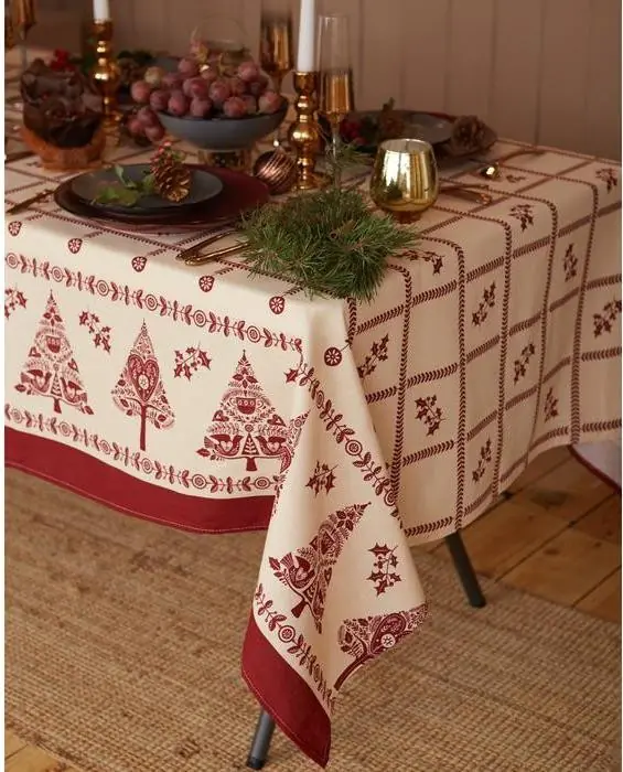 Скатерть "Доляна" Merry Christmas 146х220см, 100%хл, рогожка 164 г/м2