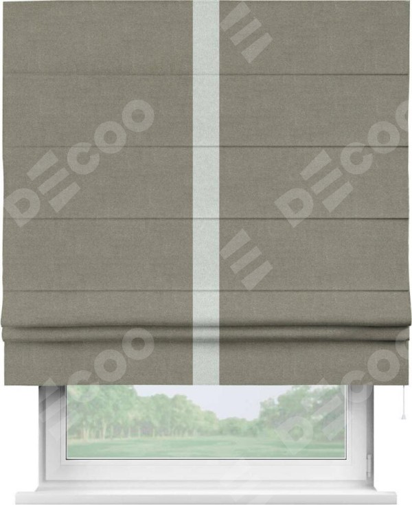 Римская штора «Кортин» с кантом Хайвэй, для проема, лён блэкаут шампань