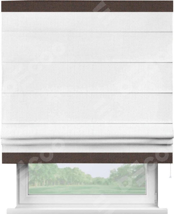 Римская штора «Кортин» с кантом Горизонт, для проема, лён белоснежный