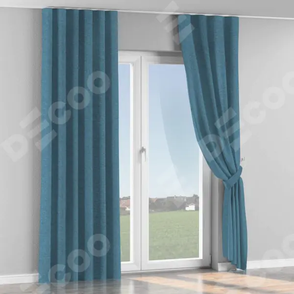 Комплект штор на тесьме «Волна», твид блэкаут светло-синий