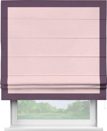 Римская штора «Кортин» с кантом Чесс, для проема, ткань блэкаут однотонный розовый