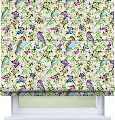 Римская штора «Кортин» для проема «Тропические птицы»