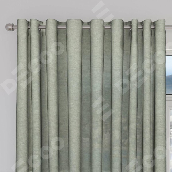 Шторы на люверсах ткань лён кашемир серо-зелёный