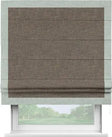 Римская штора «Кортин» с кантом Чесс, для проема, ткань рогожка димаут, коричневый